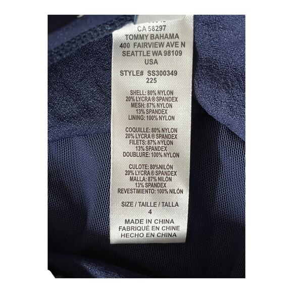 Tommy Bahama Swimsuit Pearl Clara faux wrap one piece navy blue size 4 - Picture 7 of 8